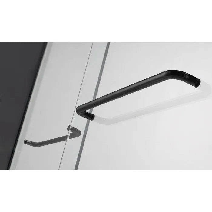 Vanity Art Framed Bypass Single Sliding Glass Barn (60"W x 76"H) 2 Ways Shower Doors - Matte Black Finish