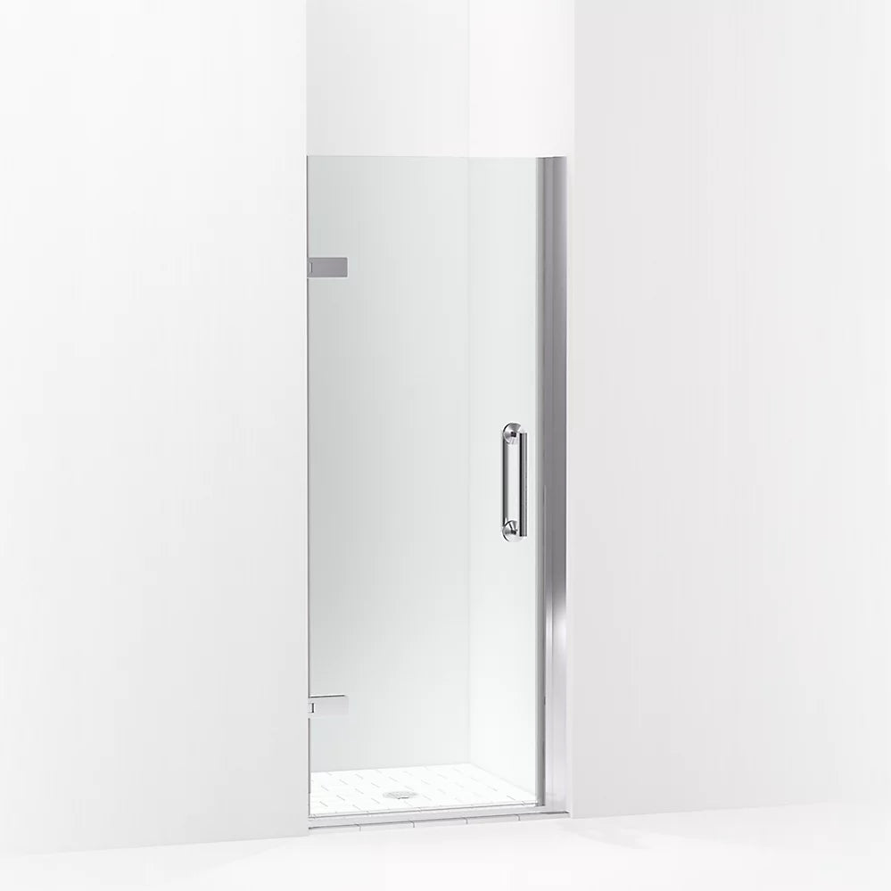 Kohler Components™ Frameless Pivot shower door (27.6" - 28.4" W x 71.6" H ) with 3/8" (10mm) thick Crystal Clear glass in Bright Polished Silver