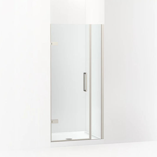 Kohler Composed™ Frameless Pivot shower door (33.6" - 34.4" W x 71.6" H) with 3/8" (10mm) thick Crystal Clear glass in Anodized Brushed Nickel