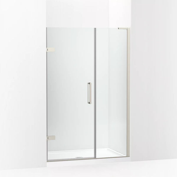 Kohler Composed™ Frameless Pivot shower door (45.3 - 46 W x 71.8 H) with 3/8 (10mm) thick Crystal Clear glass in Anodized Brushed Nickel