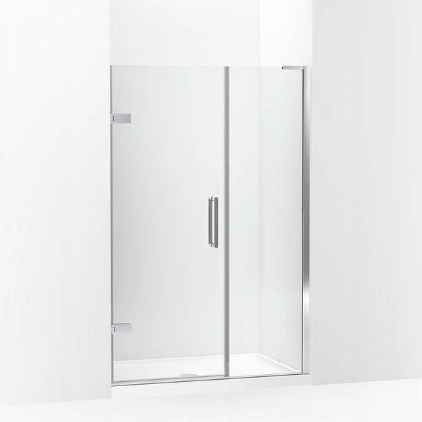 Kohler Composed™ Frameless Pivot shower door (45.3 - 46 W x 71.8 H) with 3/8 (10mm) thick Crystal Clear glass in Bright Polished Silver