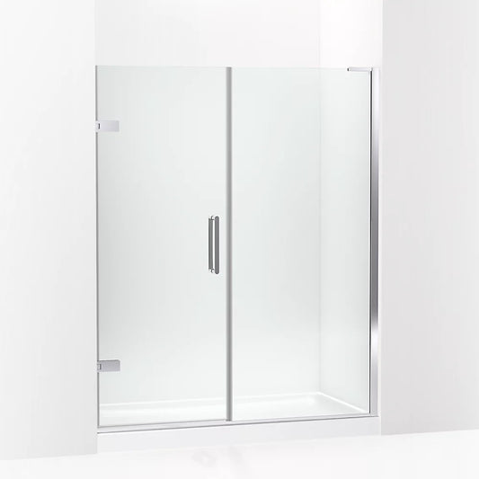 Kohler Composed™ Frameless Pivot Shower door (57.3" - 58" W x 71.8" H) with 3/8" (10mm) thick Crystal Clear glass in Bright Polished Silver