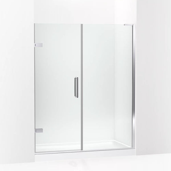 Kohler Composed™ Frameless Pivot Shower door (57.3 - 58 W x 71.8 H) with 3/8 (10mm) thick Crystal Clear glass in Bright Polished Silver