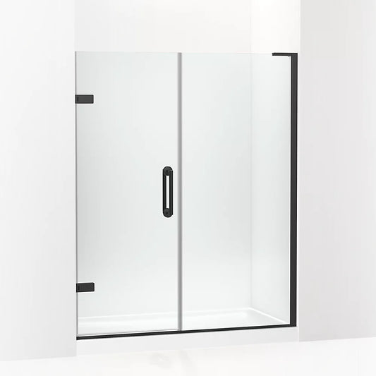 Kohler Components™ Frameless pivot shower door (57.3" - 58" W x 71.8" H) with 3/8" (10mm) thick Crystal Clear glass in Matte Black