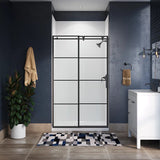 Kohler Composed™ Sliding shower door (44.1" - 47.9" W x 78" H) with 3/8" (10mm) thick Crystal Clear glass with Rectangular Grille Pattern in Matte Black