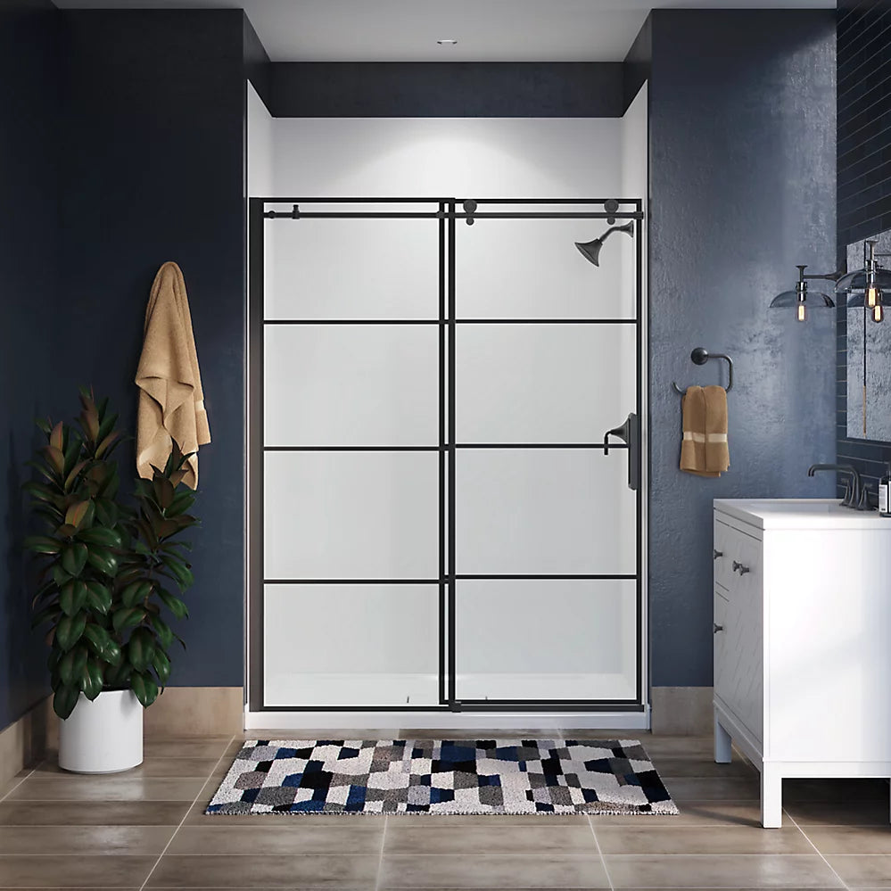 Kohler Composed™ (56.1" - 59.9" W x 78" H) Sliding shower door with 3/8" (10mm) thick glass in Matte Black