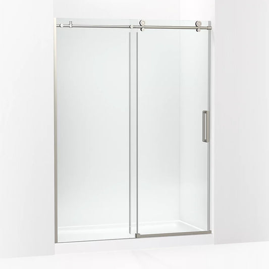 Kohler Composed™ Sliding shower door (56.1" - 59.9" W x 78" H) with  3/8" (10mm) thick Crystal Clear glass in Anodized Brushed Nickel