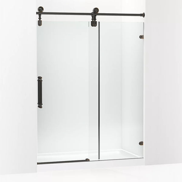 Kohler Artifacts™ (58.3 - 59.3 W x 80.9 H) Sliding shower door with 3/8 (10mm) thick glass in Oil-Rubbed Bronze