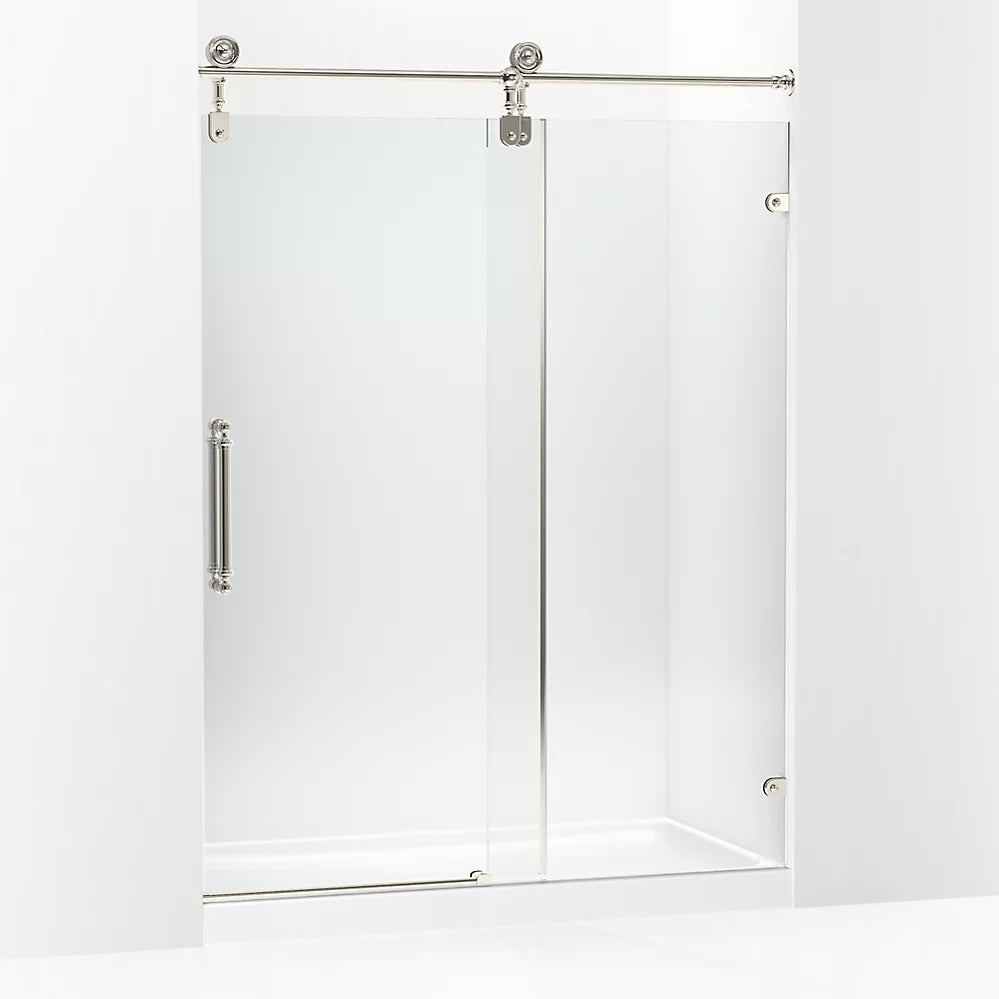 Kohler Artifacts™ (58.3" - 59.3" W x 80.9" H) Sliding Shower door with 3/8" (10mm) thick Crystal Clear glass in Vibrant Polished Nickel