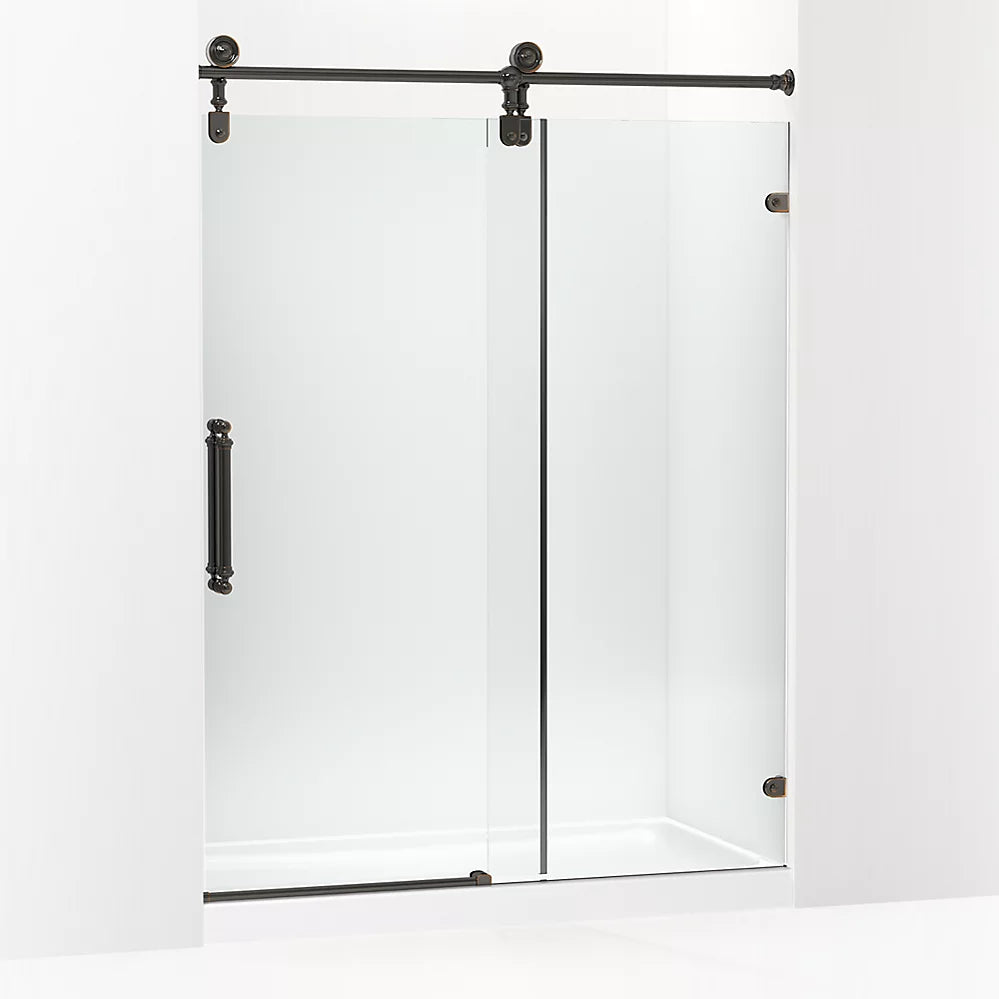 Kohler Artifacts™ (57.3" – 58.3" W x 80.9" H) Sliding Shower Door with 3/8" (10mm) thick glass in Oil-Rubbed Bronze