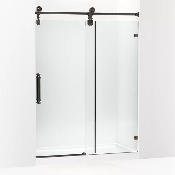 Kohler Artifacts™ (57.3 – 58.3 W x 80.9 H) Sliding Shower Door with 3/8 (10mm) thick glass in Oil-Rubbed Bronze