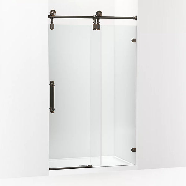 Kohler Artifacts™ (46.3 - 47.3 W x 80.9 H) Sliding Shower Door with 3/8 (10mm) thick Crystal Clear glass in Oil-Rubbed Bronze