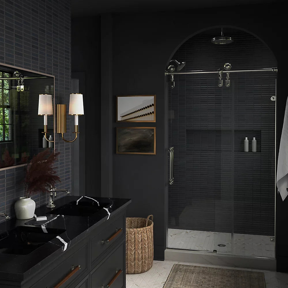 Kohler Artifacts™ (46.3" - 47.3" W x 80.9" H) Sliding Shower Door with 3/8" (10mm) thick Crystal Clear glass in Oil-Rubbed Bronze