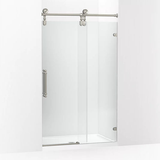 Kohler Artifacts™ (46.3" - 47.3" W x 80.9" H) Sliding Shower Door with 3/8" (10mm) thick Crystal Clear glass in Vibrant Brushed Nickel