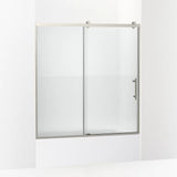 Kohler Rely® Sliding Bath door (56.6" - 59.6" W x 62.5" H) with 3/8" (10mm) thick Crystal Clear glass