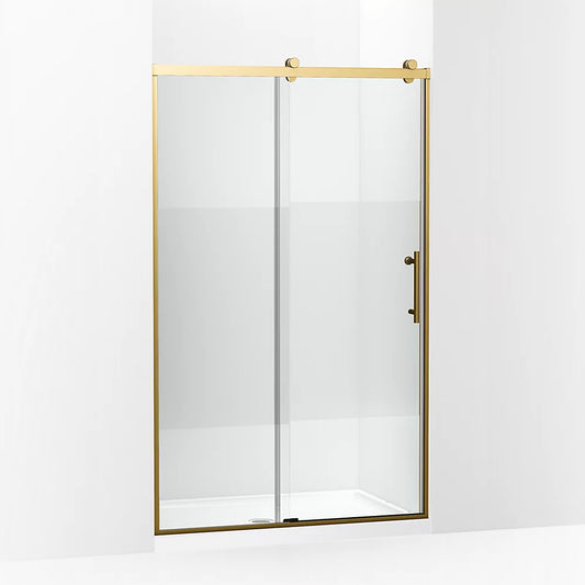 Kohler Rely® (44.6" – 47.6" W x 77" H) Sliding Shower door with 3/8" (10mm) thick glass in Vibrant Brushed Moderne Brass