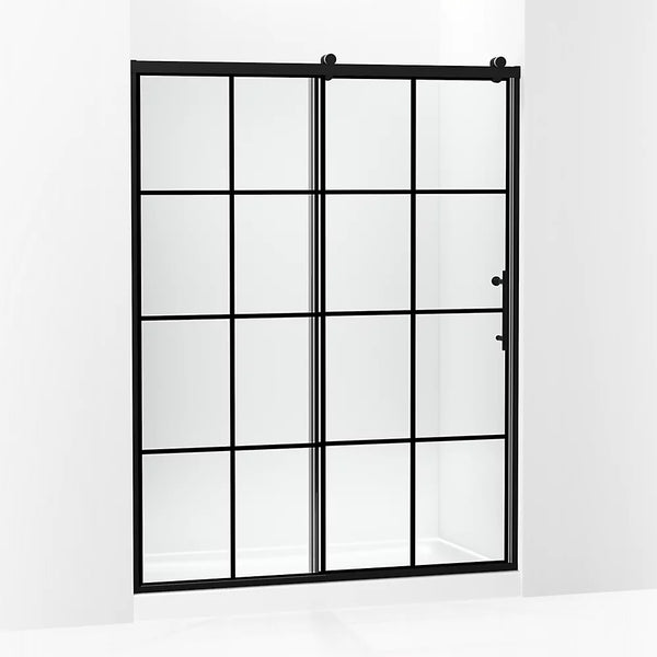 Kohler Rely® (56.6 - 59.6 W x 77 H) Sliding Shower door with 3/8 (10mm) thick Crystal Clear glass in Matte Black