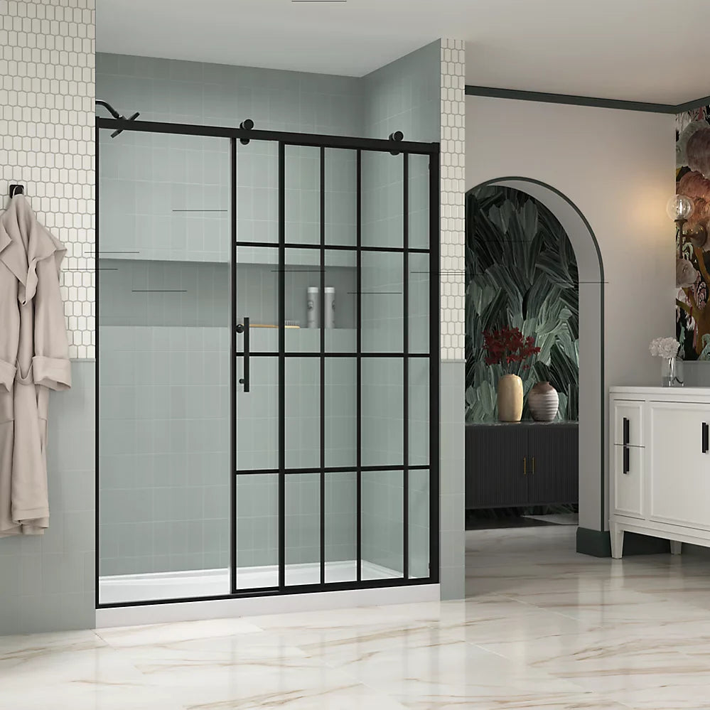 Kohler Rely® Sliding Shower door (56.6" - 59.6" W x 77" H) with 3/8" (10mm) thick glass in Matte Black