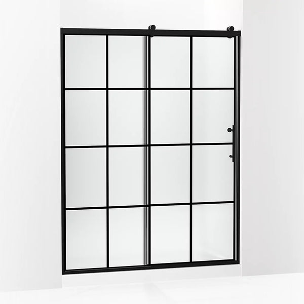 Kohler Rely® (56.6 - 59.6 W x 77 H) Sliding Shower door with 3/8 (10mm) thick Frosted glass in Matte Black