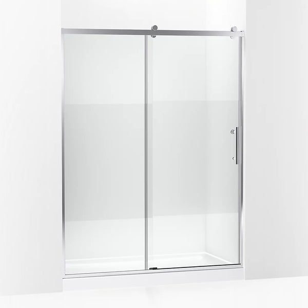 Kohler Rely® (56.6 – 59.6 W x 77 H) Sliding Shower door with 3/8 (10mm) thick glass in Bright Polished Silver