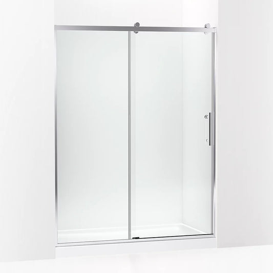 Kohler Rely® (56.6" – 59.6" W x 77" H) Sliding Shower Door with 3/8" (10mm) thick glass in Bright Polished Silver