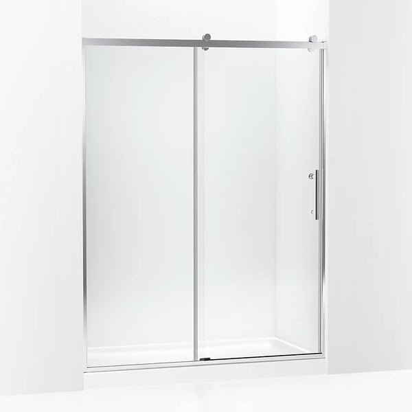 Kohler Rely® (56.6 – 59.6 W x 77 H) Sliding Shower Door with 3/8 (10mm) thick glass in Bright Polished Silver