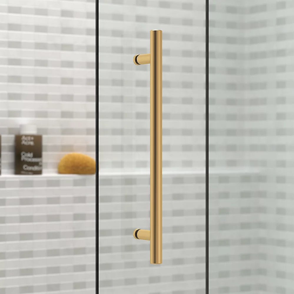 Kohler Levity® Plus Frameless Sliding bath door (56.6" - 59.6" W x 61.6" H) with 5/16" (8mm) thick Crystal Clear glass in Anodized Brushed Nickel