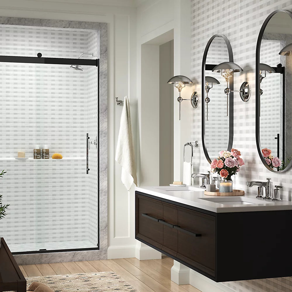 Kohler Levity® Plus Frameless Sliding Shower door (44.6" - 47.6" W x 77.6" H) with 5/16" (8mm) thick Crystal Clear glass