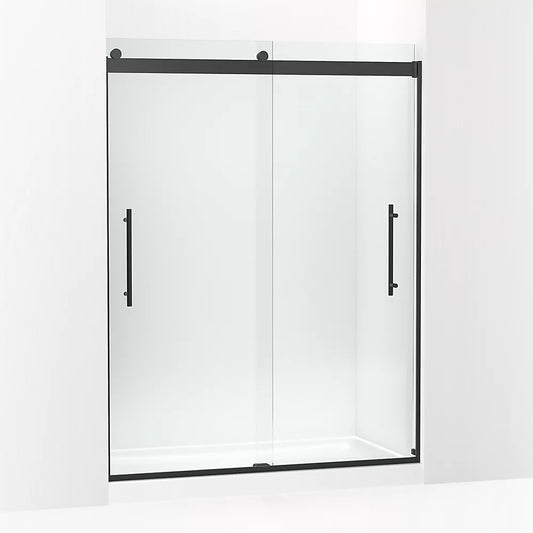 Kohler Levity® Plus Frameless Sliding Shower door (56.6" - 59.6"W x 77.6" H) with 5/16" (8mm) thick Crystal Clear glass in Matte Black