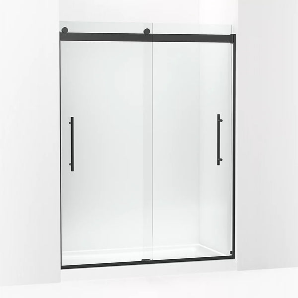 Kohler Levity® Plus Frameless Sliding Shower door (56.6 - 59.6W x 77.6 H) with 5/16 (8mm) thick Crystal Clear glass in Matte Black