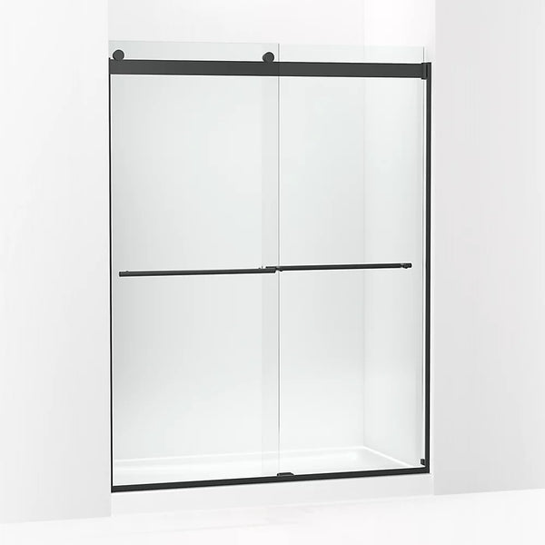 Kohler Levity® Plus Frameless Sliding Shower door (56.6-59.6 W x 77.6 H) with 5/16 (8mm) thick Crystal Clear glass in Matte Black