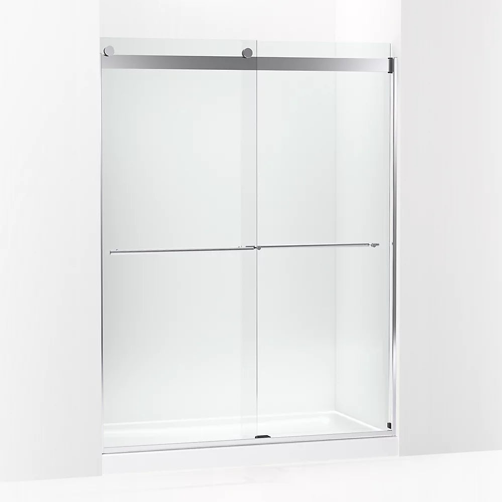 Kohler Levity® Plus Frameless Sliding Shower door (56.6"-59.6" W x 77.6" H) with 5/16" (8mm) thick Crystal Clear glass