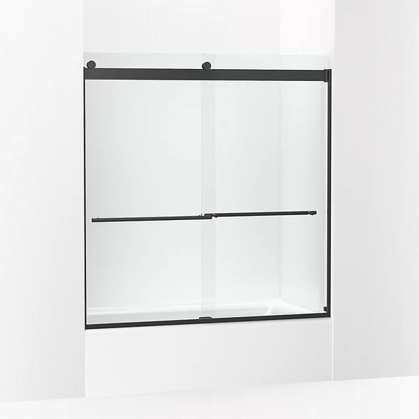 Kohler Levity® Plus (56.6 - 59.6 W x 61.6 H) Sliding Bath Door with 3/8 (10mm) thick Crystal Clear glass in Matte Black