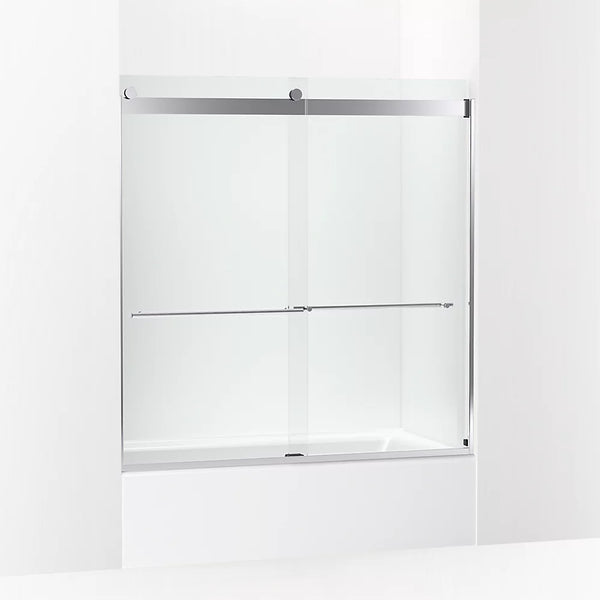 Kohler Levity® Plus (56.6 - 59.6 W x 61.6 H) Sliding Bath Door with 3/8 (10mm) thick Crystal Clear glass in Bright Polished Silver