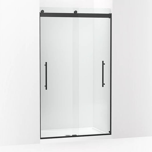 Kohler Levity® Plus Frameless Sliding shower door (44.6" - 47.6" W x 81.6" H) with 3/8" (10mm) thick Crystal Clear glass in Matte Black