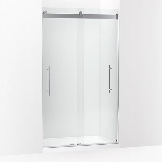 Kohler Levity® Plus Frameless Sliding shower door (44.6" - 47.6" W x 81.6" H) with 3/8" (10mm) thick Crystal Clear glass in Bright Polished Silver