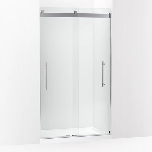 Kohler Levity® Plus Frameless Sliding shower door (44.6 - 47.6 W x 81.6 H) with 3/8 (10mm) thick Crystal Clear glass in Bright Polished Silver