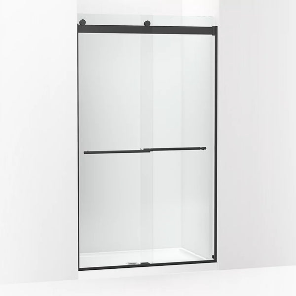 Kohler Levity® Plus Frameless Sliding Shower door (44.6 - 47.6 W x 81.6 H) with 3/8 (10mm) thick Crystal Clear glass in Matte Black