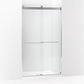 Kohler Levity® Plus Frameless Sliding Shower door (44.6" - 47.6" W x 81.6" H) with 3/8" (10mm) thick Crystal Clear glass in Bright Polished Silver