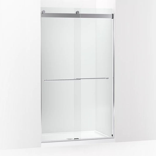 Kohler Levity® Plus Frameless Sliding Shower door (44.6" - 47.6" W x 81.6" H) with 3/8" (10mm) thick Crystal Clear glass in Bright Polished Silver