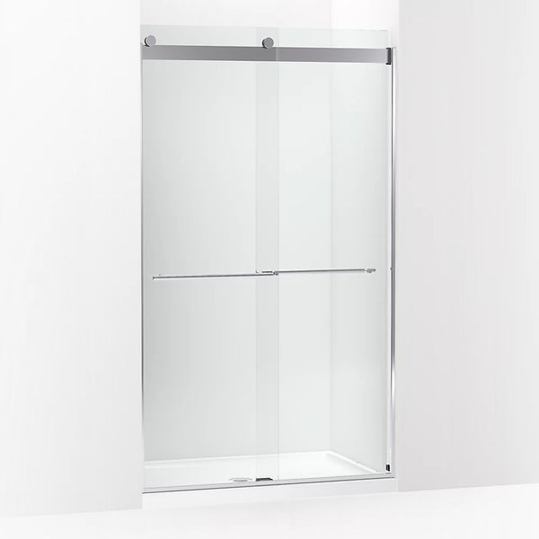 Kohler Levity® Plus Frameless Sliding Shower door (44.6 - 47.6 W x 81.6 H) with 3/8 (10mm) thick Crystal Clear glass in Bright Polished Silver