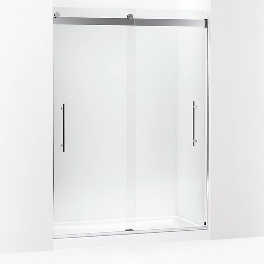 Kohler Levity® Plus Frameless sliding shower door (56.6"-59.6" W x 81.6" H) with 3/8" (10 mm) thick Crystal Clear glass in Bright Polished Silver