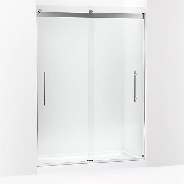 Kohler Levity® Plus Frameless sliding shower door (56.6-59.6 W x 81.6 H) with 3/8 (10 mm) thick Crystal Clear glass in Bright Polished Silver