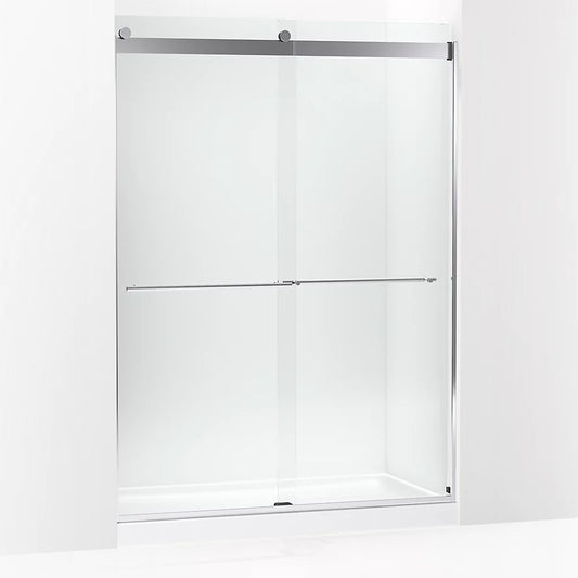 Kohler Levity® Plus (56.6" – 59.6" W x 81.6" H) Sliding Shower door with 3/8" (10mm) thick Crystal Clear glass in Bright Polished Silver