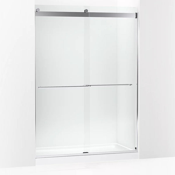 Kohler Levity® Plus (56.6 – 59.6 W x 81.6 H) Sliding Shower door with 3/8 (10mm) thick Crystal Clear glass in Bright Polished Silver