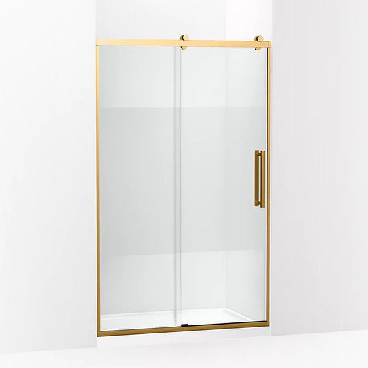 Kohler Premise™ (44.6" – 47.6"  W x 76" H) Pivot Shower door with 5/16" (8mm) thick Crystal Clear glass in Vibrant Brushed Moderne Brass