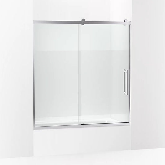 Kohler Premise™ (56.6" – 59.6" W x 61.8" H) Sliding Bath door with 5/16" (8mm) thick Crystal Clear glass in Bright Polished Silver