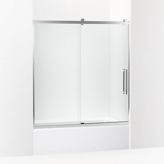 Kohler Premise™ (56.6" – 59.6" W x 61.8" H) Sliding Bath door with 5/16" (8mm) thick Crystal Clear glass in Bright Polished Silver