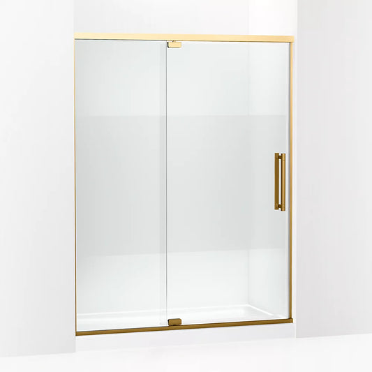 Kohler Premise™ (55.6" – 59.6"  W x 76" H) Pivot Shower door with 5/16" (8mm) thick Crystal Clear glass in Vibrant Brushed Moderne Brass