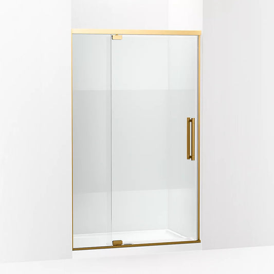 Kohler Premise™ (43.6" - 47.6" W x 76" H) Pivot Shower door with 5/16" (8mm) thick Crystal Clear glass in Vibrant Brushed Moderne Brass